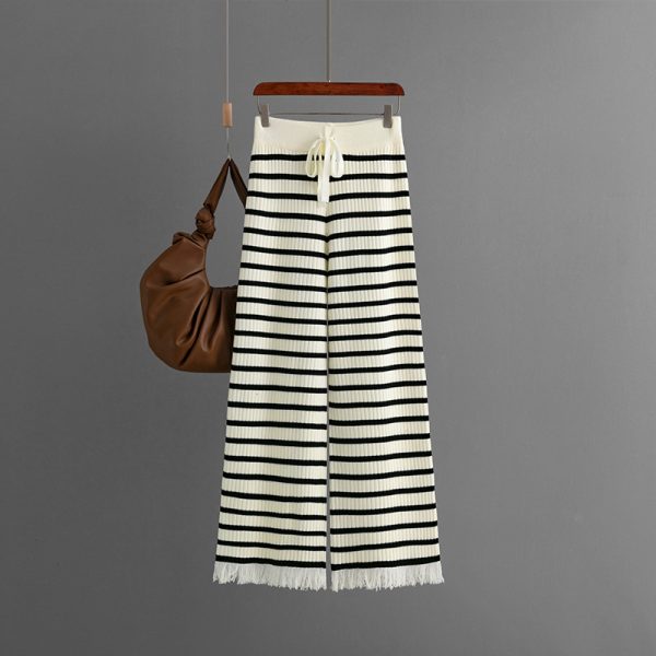 Striped Wide Leg Wool Pants