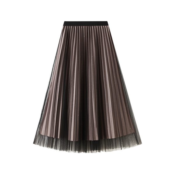 Bright Silk Pleated Skirt: Mid-Length, Two-Sided Wear