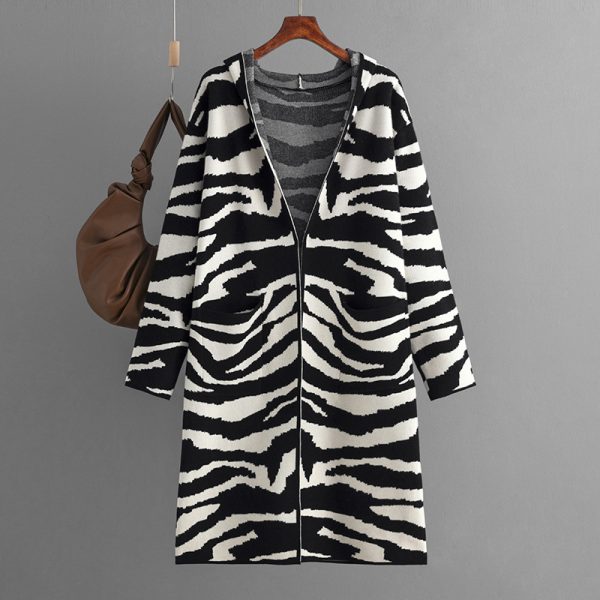 Zebra Pattern Knit Coat