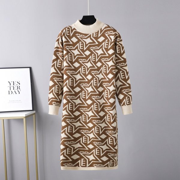 Winter Match Coat Knitted Dress