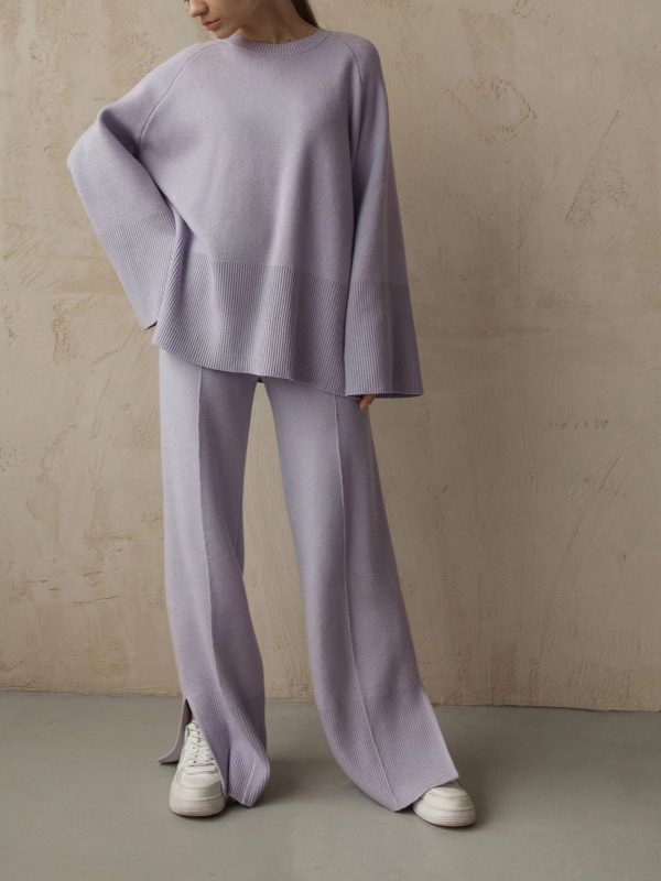 Winter Flare Sleeve Knit Suit: Cozy Elegance