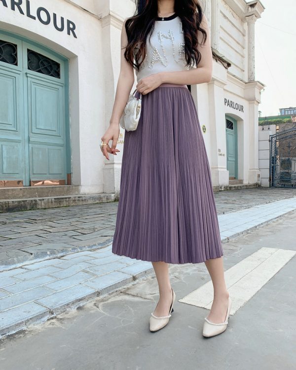 Double Pleated Draping Summer Skirt