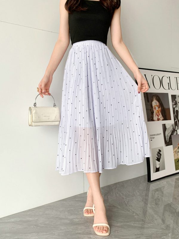 Polka Dot Pleated Midi Skirt: Summer Freshness