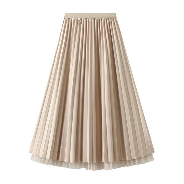 Pleated Gauze A-Line Skirt: Autumn Elegance