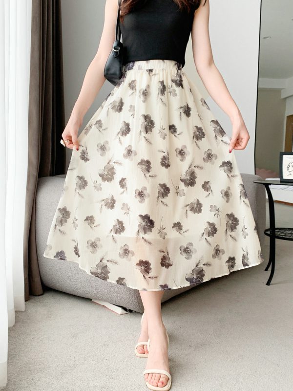 Ink Print A-Line Midi Skirt: Spring-Summer Style