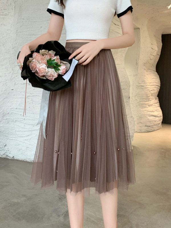 Beaded Pleated Tulle Skirt: Summer Elegance