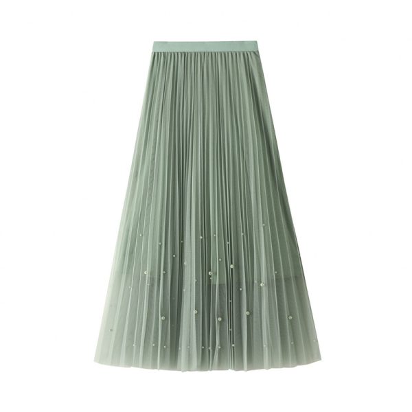 Heavy Industry Beads Gauze Skirt: Spring/Autumn