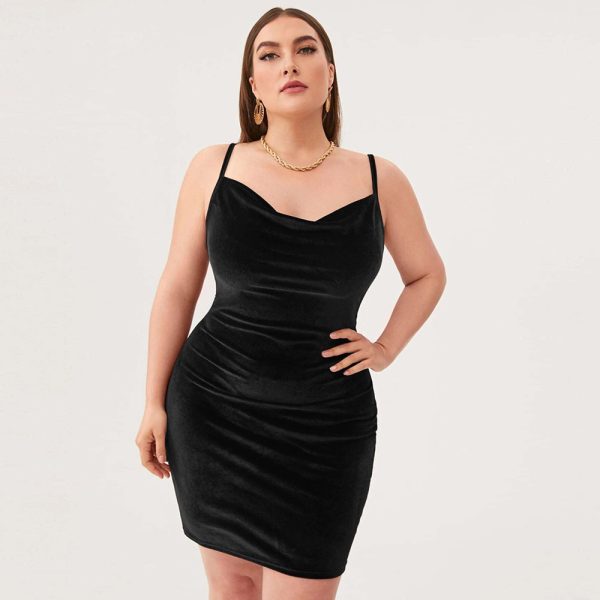 Plus Size Elegant Velvet Cocktail Dress