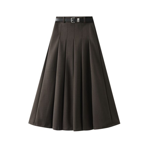 Wide Pleated Woolen Skirt: Korean A-Line Style