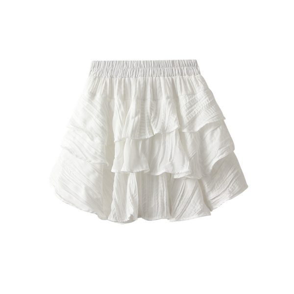 High Waist Tiered Miniskirt with Irregular Asymmetric Puff