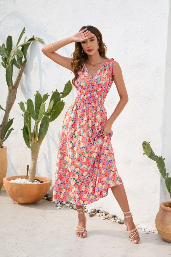 Floral Print V-Neck Strap Dress | Spring-Summer Vacation Style