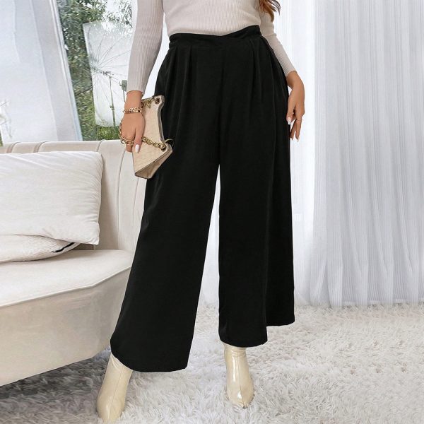 Plus Size Elastic Waist Wide Leg Pants