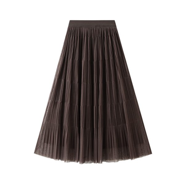 Autumn High Waist Veil Mesh Skirt"