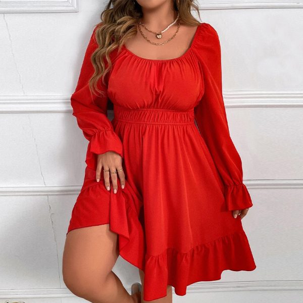 Plus Size Square Neck Elegant Dress