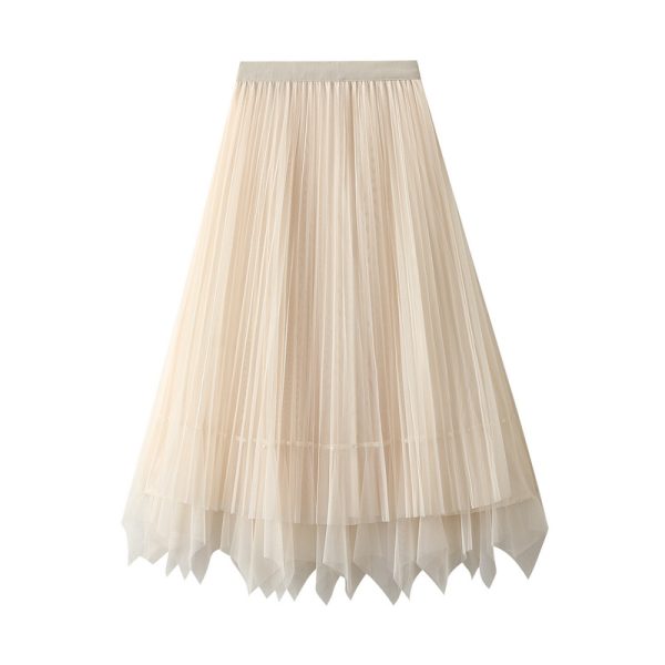 Irregular Asymmetric Two-Sided Pleated Skirt