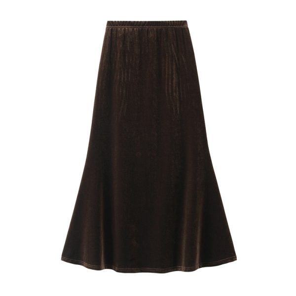 Autumn/Winter High Waist Velvet Fishtail Skirt