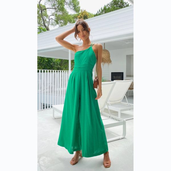 Solid Color Loose Wide-Leg Jumpsuit - Spring/Summer