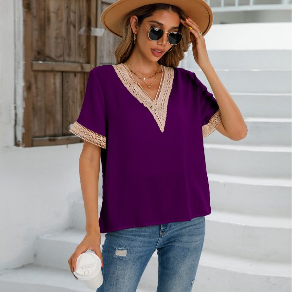 Chic V-Neck Women's Shirt: Trendy Top