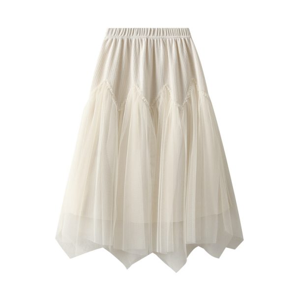 Irregular Corduroy Gauze Maxi Skirt