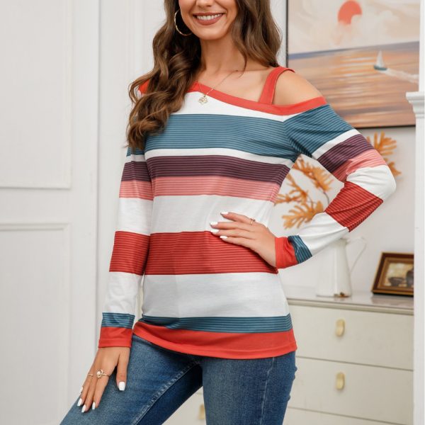 Casual Multi-Color Stripe Long Sleeve Sweater