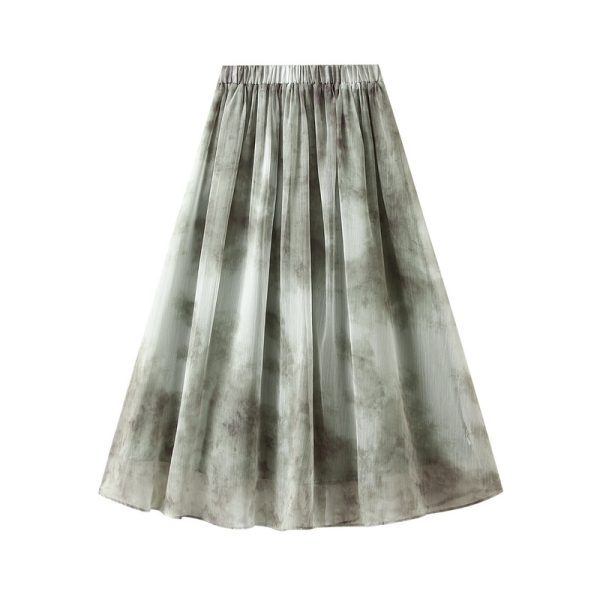 Ink Painting Organza Midi Skirt: Retro Blooms