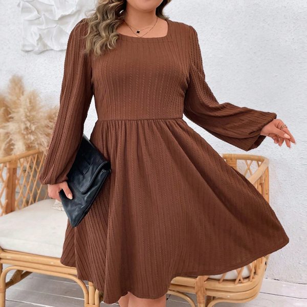 Plus Size Square Neck Cinched Dress