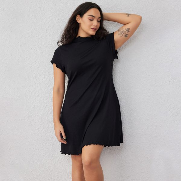 Plus Size Elegant Short Sleeve Swing Dress