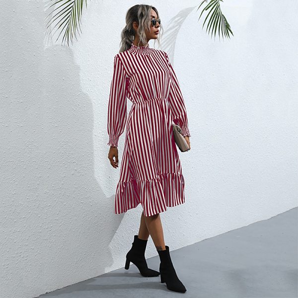 Fall Striped Turtleneck Dress