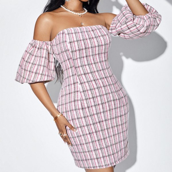 Plaid Waist Tight Tube Dress - Summer Sexy Chic