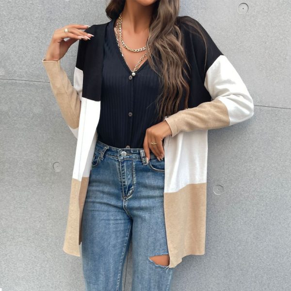 Chic Colorblock Long Sleeve Cardigan