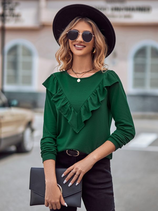 Slim Fit Knit Ruffle Top