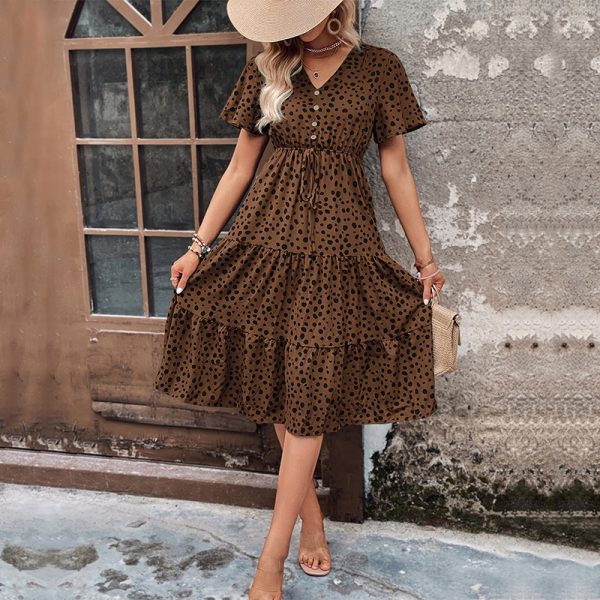 Printed Short Sleeve Dress - Women's Summer Fashion