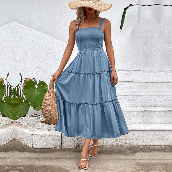 Solid Color Sling Summer Dress - Women's Fashion