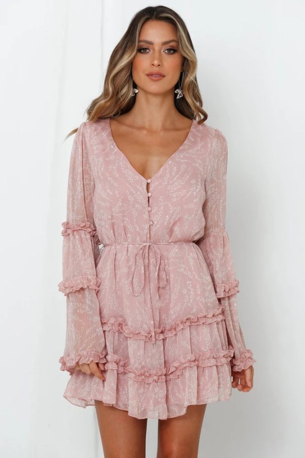 Lace-Up Waist Chiffon Dress - Spring/Summer