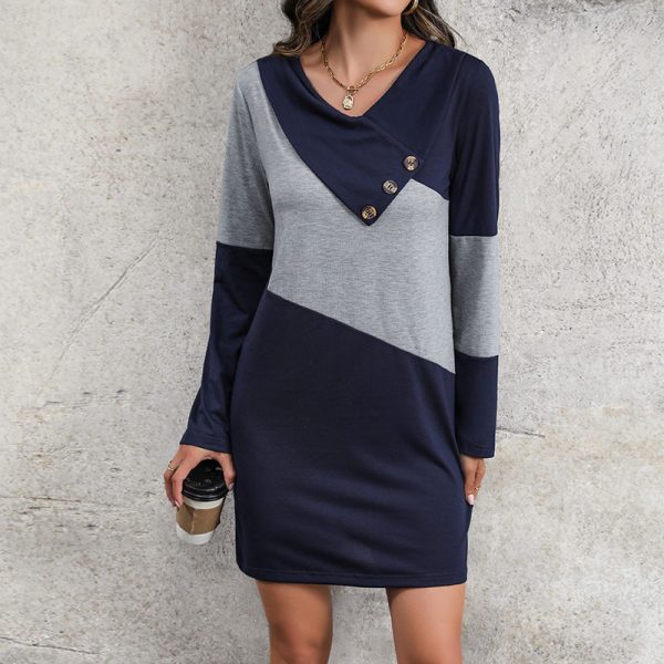 Color Matching Sweater Dress - Autumn Chic