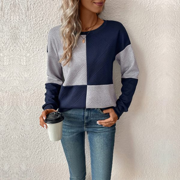 Autumn Color Matching Pullover - Women Long Sleeve