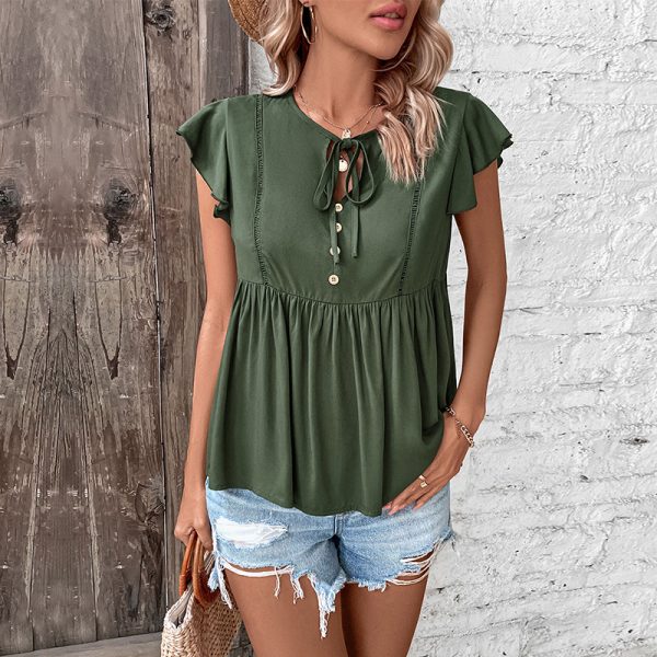 Flying Sleeve Solid Shirt - Summer Chic