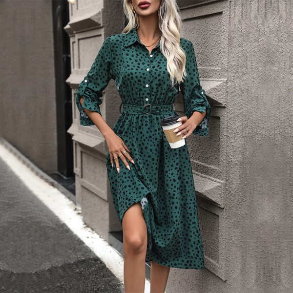 Curling Long Sleeve Leopard Dress - Autumn Style