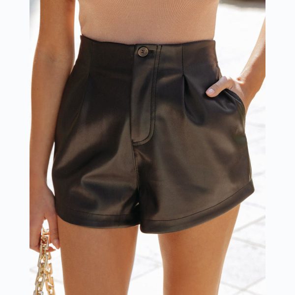 High Waist Leather Shorts - Spring/Summer