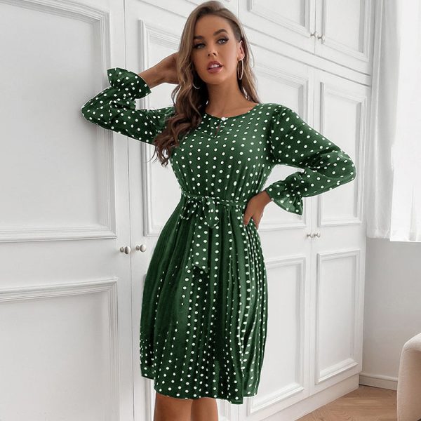 Retro Polka Dot Pleated Dress - Vintage Vibes