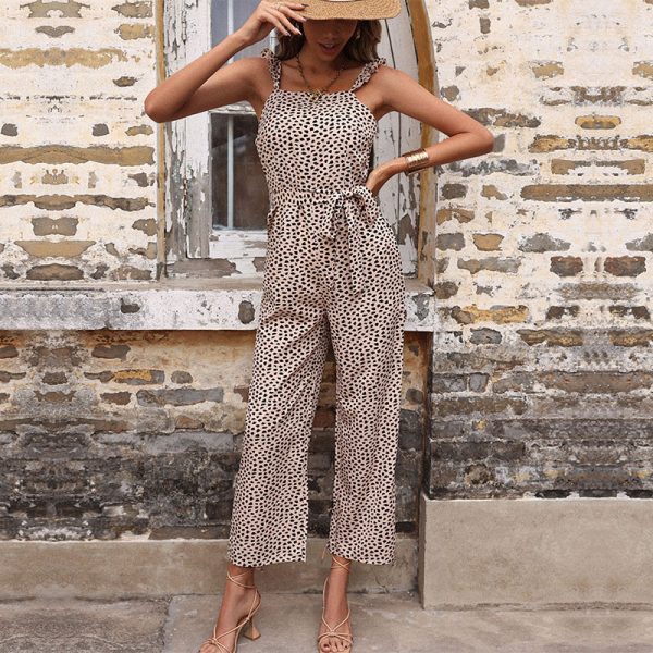 Retro Fashionable Loose High Waist Cropped Jumpsuit