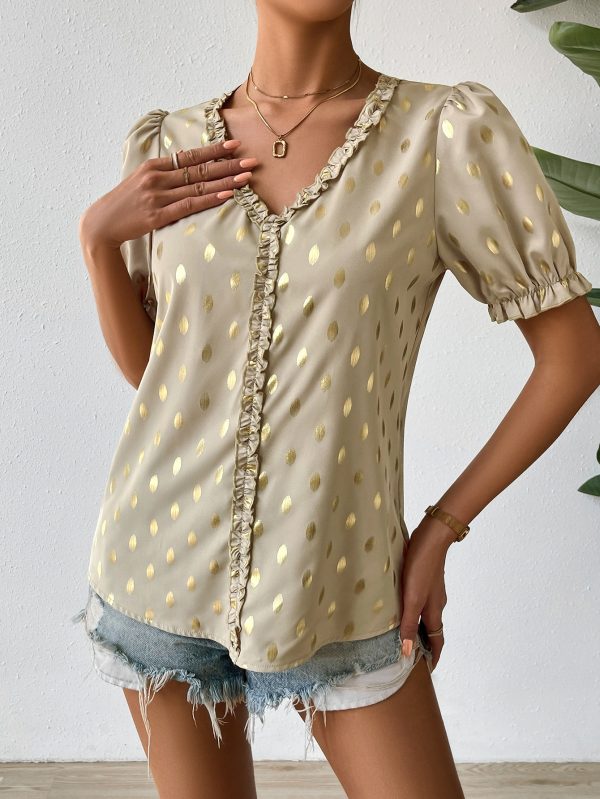 Lace V-Neck Bronzing Slim Top - Summer Casual Chic