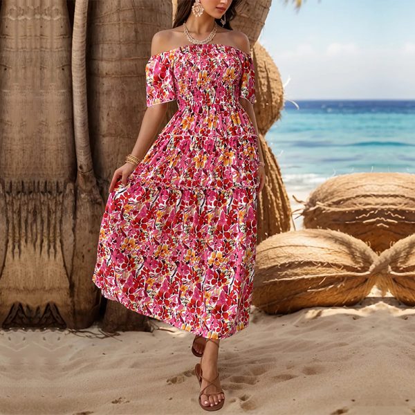 Vacation Off-Shoulder Printed Dress - Women's Summer Style