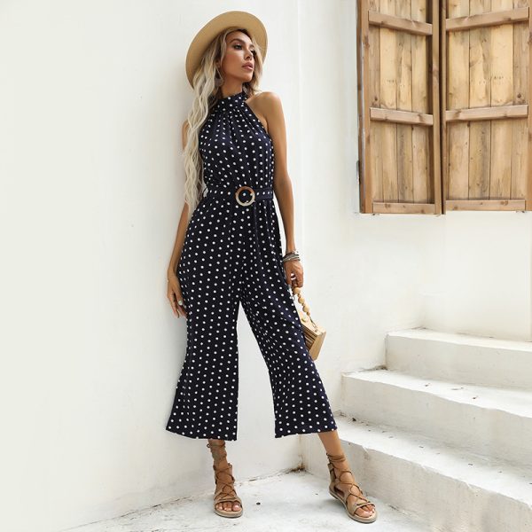 Belted Polka Dot Jumpsuit - Summer Chic