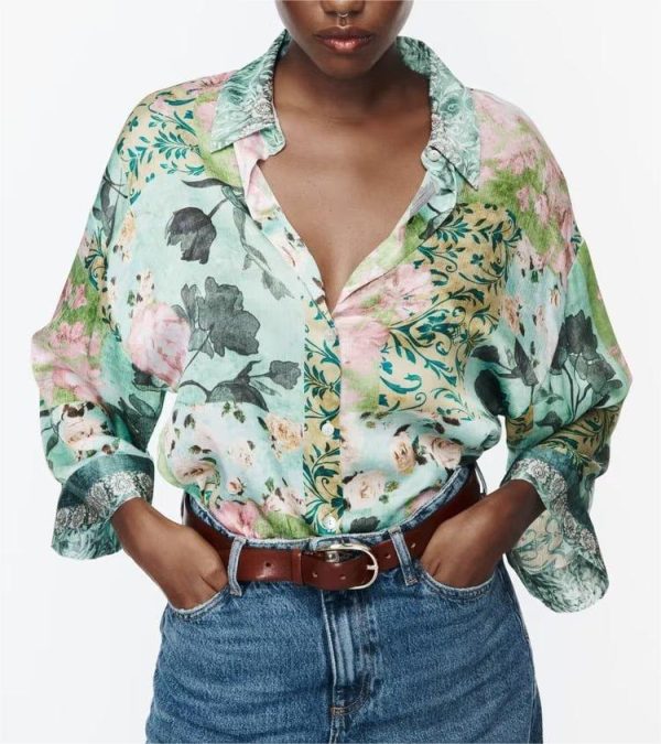 Spring Floral Print Loose Shirt: Effortless Elegance