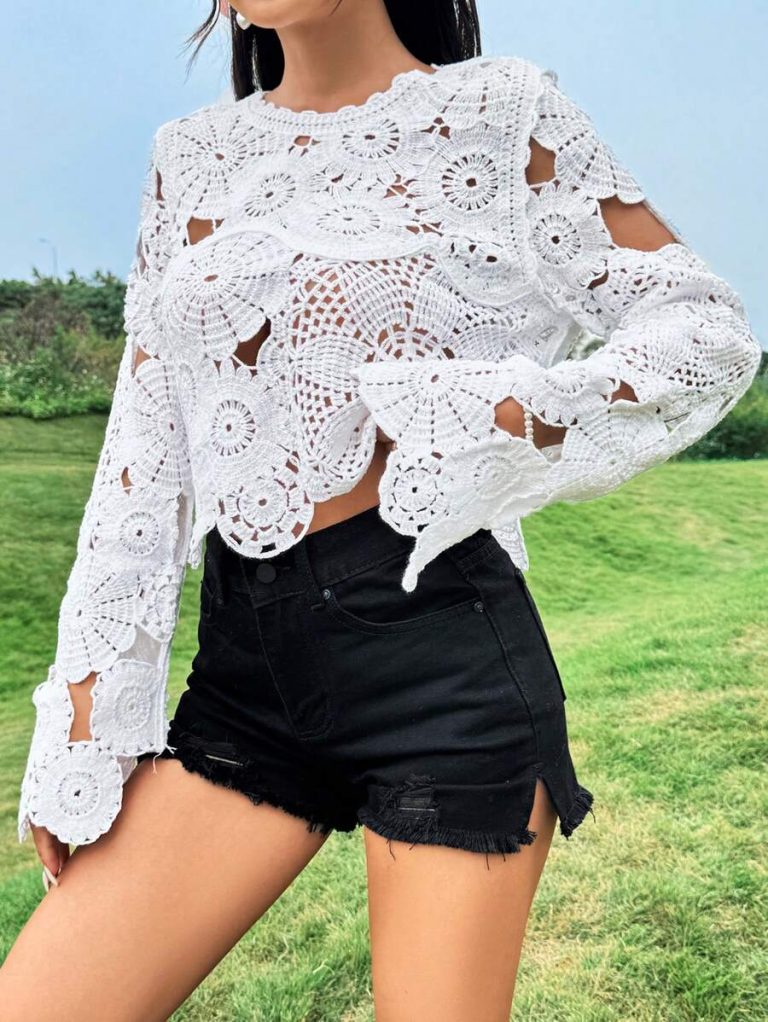 Crocheted Socialite Hollow Out Top: Fashionable