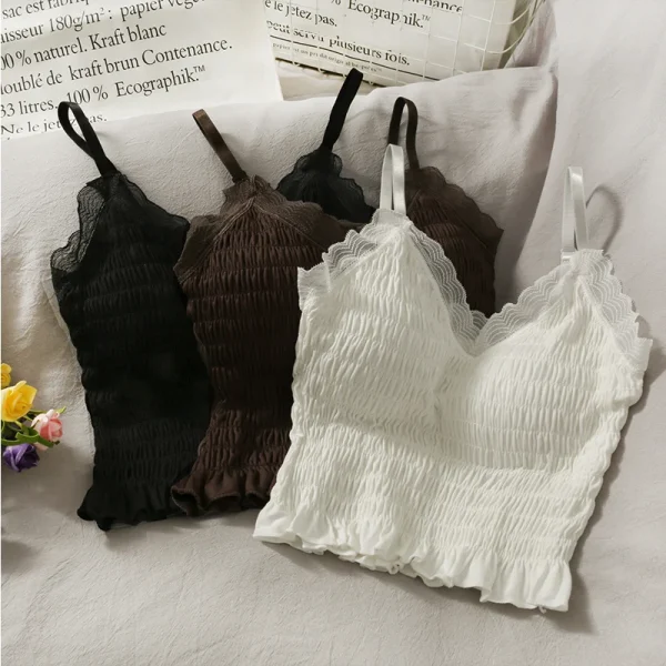 Eco Lace Crop Top: Bra Built, Strap Shoulder