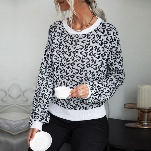 Leopard Print Long Sleeve Women's Sweater