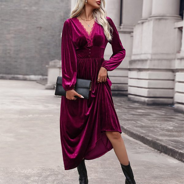 Velvet Knitted Dress for Autumn/Winter