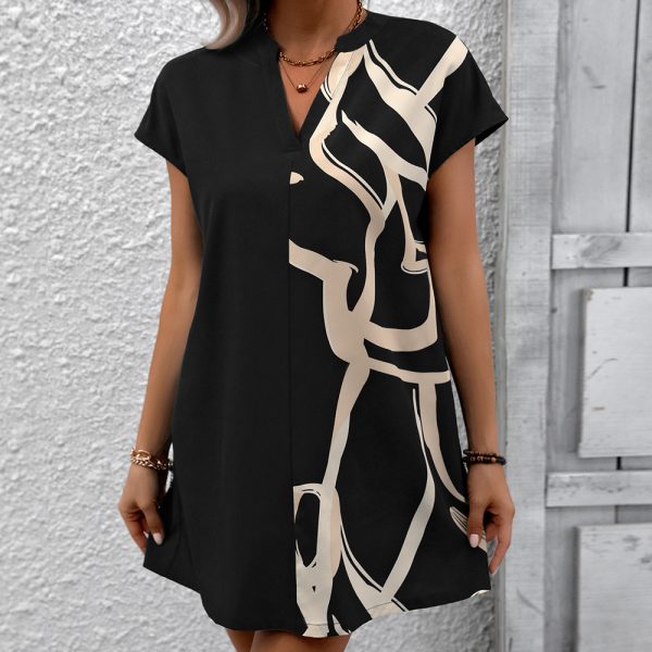 Mid-Length Loose Printed Shirt Dress for Casual Women's Wear